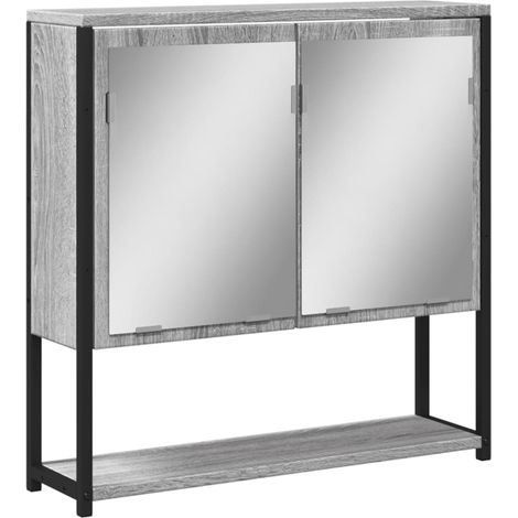 Armoire à miroir de salle de bain sonoma gris bois d’ingénierie