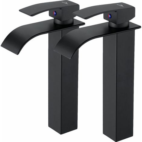 KZQ – Robinet de salle de bain cascade moderne en laiton noir – Mitigeur à levier unique – Hauteur du bec 273 mm – Connexion G 3/8 (1/5)
