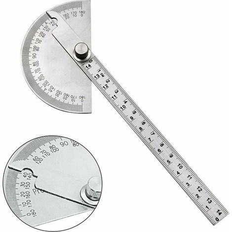Bardusch-0 180 Degrés Rapporteur D'angle à Tête Ronde, Multifonctionnel En Acier Inoxydable Protractor Angle, Rapporteur D'angle tête Ronde Ingénieur Protractor pour Peinture Dessin (1/5)