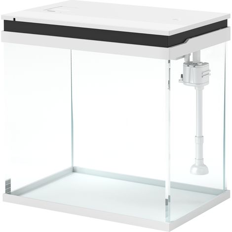 26-Liter-Goldfisch-Aquarium mit LED-Beleuchtung, Filter und Pumpe, 38 x 26 x 38 cm, Weiß