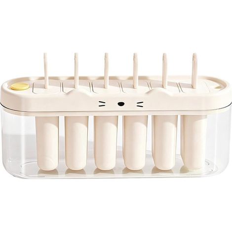 Eisformen Auslaufsichere Eismaschine mit 6 Mulden Wiederverwendbare Eisform für Eis am Stiel Fruchtsnacks Gelee Joghurt und Saft Tablett für (1/5)