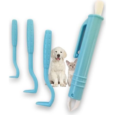 Tire Tique Pince a Tique et Crochets Anti tiques pour Chat Chien Humain. Tick Remover Produit à Tique, Antiparasitaire Retire/enlève/supprime/Attrape parasites, Kit de Crochet 4 pcs 3 Tailles (1/5)