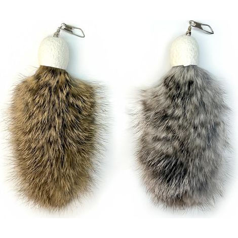 Jouet pour chat en véritable fourrure de lapin avec attache métallique (1/5)