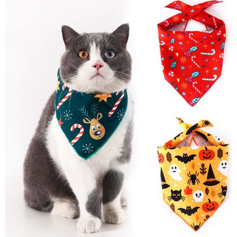 Filiyano-Lot de 3 serviettes Bobs Saliva pour Halloween, pour petits chats et chiens, 70 cm (1/5)