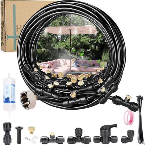 Brumisateur Terrasse, Tuyau Brumisateur Extérieur 10 avec Buses de Brume et Raccords, Kit Brumisateur eau Terrasse avec Filtre à Eau pour Jardin (1/5)