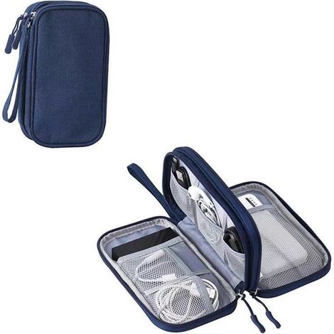 Kabelgehäuse – Kabelpaket – Netzteilgehäuse – Ladegerät – Powerbank – USB-Stick – Reiseetui für Handy-Ladekabel – 19 x 11 x 5,5 cm – Hellgrau (1/5)