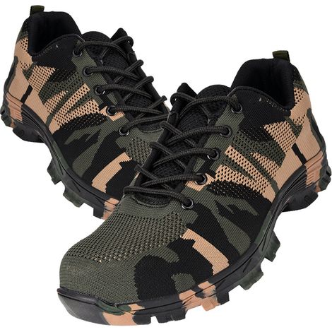 Chaussures de sécurité homme camouflage vert 40, coques en acier, semelle anti-perforation, bottes de travail robustes (1/5)