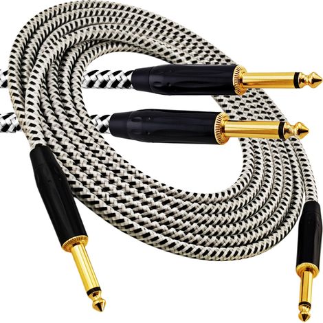 Cavo per strumenti musicali Red's - Jack 6,3 mm / Jack 6,3 mm - Cavo intrecciato FOP - GCF1150BW - 5 m (1/5)