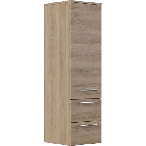 Hochschrank 120 cm eiche hell mit Glaseinlagen (1/4)