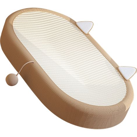 Lit à gratter ovale pour chat, 4 saisons, universel, empêche l'écaillage, résistant à l'abrasion, bol pour intérieur avec oreille, couleur unique (1/5)