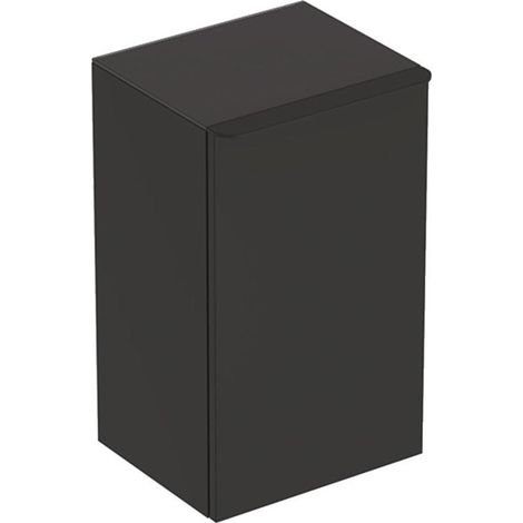 Meuble latéral bas Geberit Smyle Squareavec une porte: Largeur 36cm, Hauteur 60cm, Profondeur 32.6cm, gris velouté / laqué mat, gris velouté / thermopoudré mat, Charnières à droite