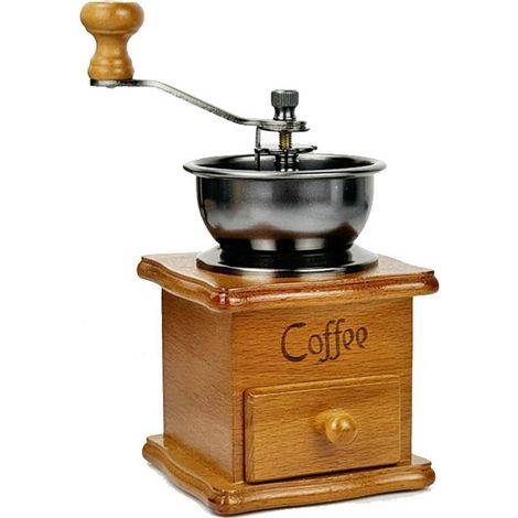 Moulin à Café Vintage Manuel en Bois, Moulin à Café à la Main, Réglage Grossier, Moulin à Café à la Main avec Compartiments en Céramique (1/3)