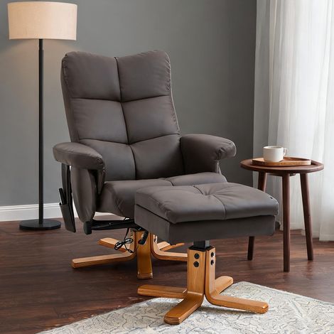 Fauteuil de massage coloris marron en cuir 80 x 86 x 99 cm (1/5)