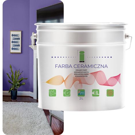 PINTURA CERÁMICA PARA PARED LAVABLE, COLOR LILA PÚRPURA, 2 L, RESISTENTE A LAS MANCHAS (1/5)