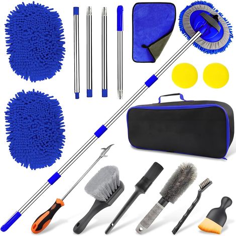 Kit Lavage Voiture 13 Pièces Balai Télescopique 155cm Microfibre (1/5)