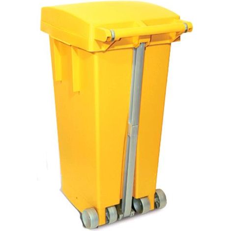 BIDONE RIFIUTI C/RUOTE LT 80 GIALLO