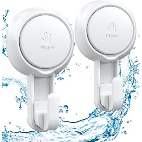 Ganci a ventosa potenti - Ganci doccia robusti e impermeabili per asciugamani, accappatoi, borse e cappotti. Ganci rimovibili e riutilizzabili (set da 2). (1/4)