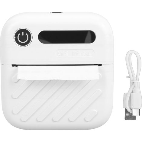 Imprimante d'étiquettes Bluetooth portable, sans encre, thermique, avec de nombreux modèles, pour la maison, l'école et le bureau (blanche). (1/5)