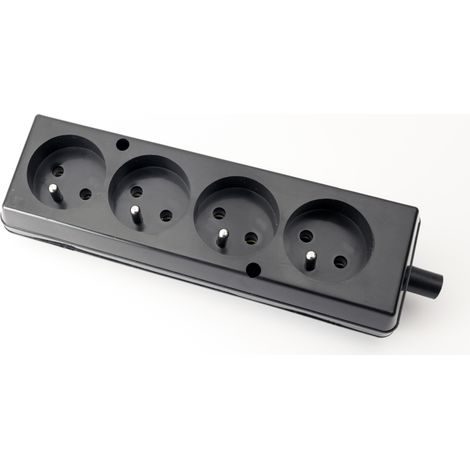 Enchufe port谩til de cuatro v铆as 16A 2P+Z 250V negro GN-470