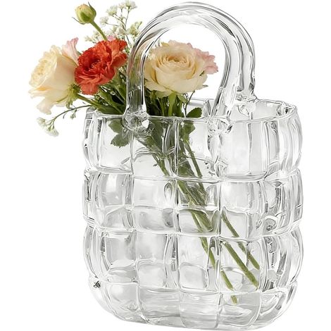 Vase Sac Verre à Boire Transparent  Vase à Fleurs pour Bureau Restaurant Étagère Salle à Manger Mariage Entrée (1/5)