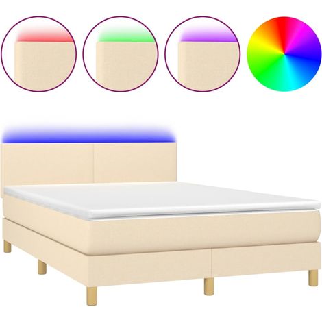 Maison Exclusive - Boxspringbett mit Matratze & LED Creme 140x200