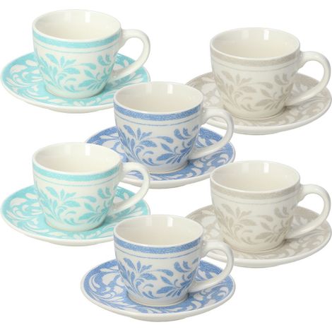 Servizio di Tazzine Tazze da Caffè in Porcellana con Piattini Celine 80 cc (1/2)