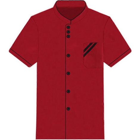 Unisex Kochjacke mit kurzen und langen Ärmeln, Hotelküchen-Arbeitskleidung-M Short Sleeve-Red and Black