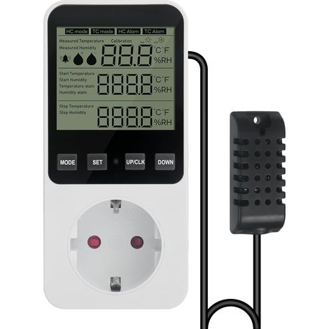 Régulateur d'humidité, hygroostat, bouchon régulateur d'humidité avec capteur 230 V, hygrostat numérique, régulateur d'humidité, régulateur d'humidité avec alarme pour humidificateur (1/5)