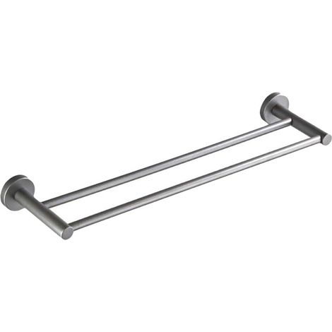 Porte-Serviettes Mural Double 50 Cm en Cuivre Électroplaqué Gris Étoilé, Support Salle de Bain Fixation Murale, Rangement Serviettes Compact pour Salle de Bain, (1/5)