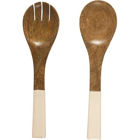Couverts à salade en bois de manguier uni beige - MANGO (1/3)