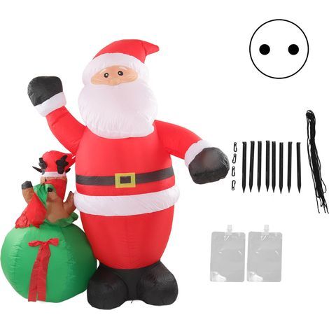 Inflatable Santa Elk Christmas decoration, built-in LED, weather and fade resistant, for lawn and yard, EU plug 100-240V (1/5)