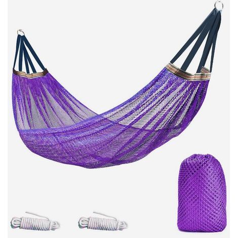 Hamac d'extérieur en nylon ultra-doux et respirant. Charge maximale : 251 kg (violet). (1/5)