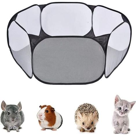 Small Animal Cage Tent, Portable Small Animal Playpen, Foldable Small Animal Fence, Transparent Pet Playpen, for Rabbits, Hamsters, Chinchillas and Hedgehogs MUMU (1/4)