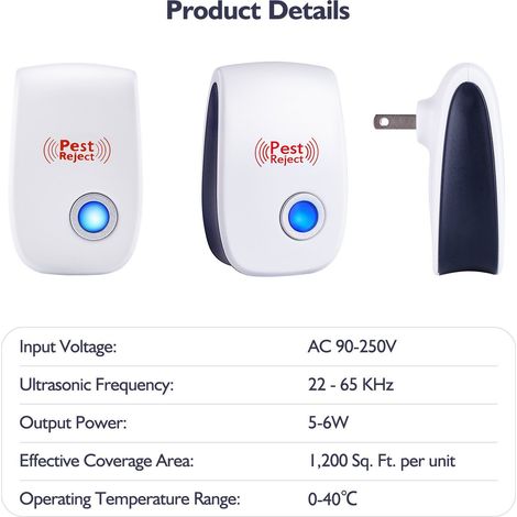 Vente en gros d'usine, répulsif anti-cafards silencieux à ultrasons pour salon, approvisionnement transfrontalier, soutien-gorge blanc, norme européenne, 1 paquet (1/4)