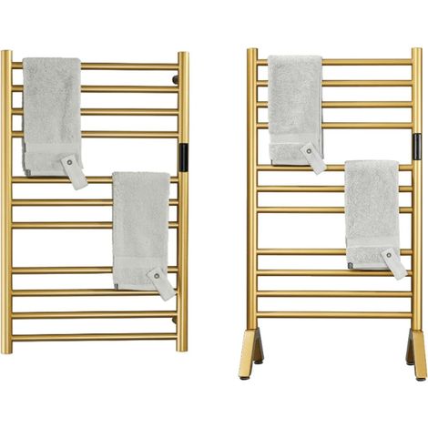 Radiateur Sèche-Serviette Électrique Autoportant Et Mural Chauffe-Serviettes Électrique pour Salle De Bain avec Minuterie Intégrée, Porte-Serviettes Électrique en Acier Inoxydable Plug-in (1/5)