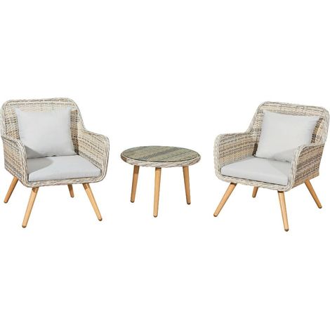 Set di mobili da giardino a 2 posti Sydney Grigio Beige