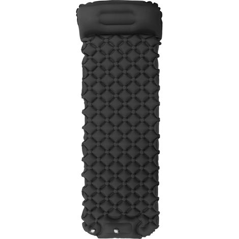 Matelas de camping gonflable ultraléger avec pompe à air intégrée, idéal pour le camping en randonnée et les voyages en plein air, gris foncé. (1/5)