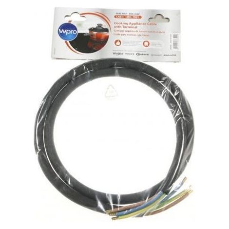 Whirlpool – Câble HO7 RNF 3G6 sans prise – Longueur 1,45m – Pour appareils de cuisson > 5750W – Compatible plaques induction
