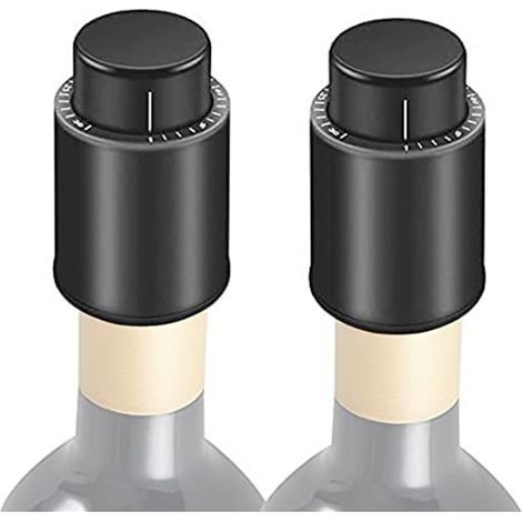 Bouchons à vide pour pompe à vin, protège-bouchons pour bouteilles en verre (grand format, 2 pièces) (1/5)