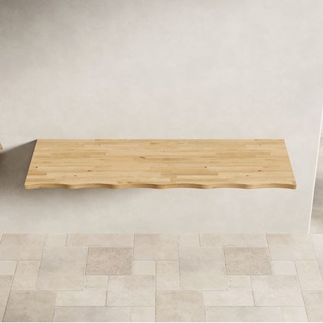 Piano di lavoro 140x48,5x3,8 cm in legno naturale, modulare per bagno FloraGrace (1/5)