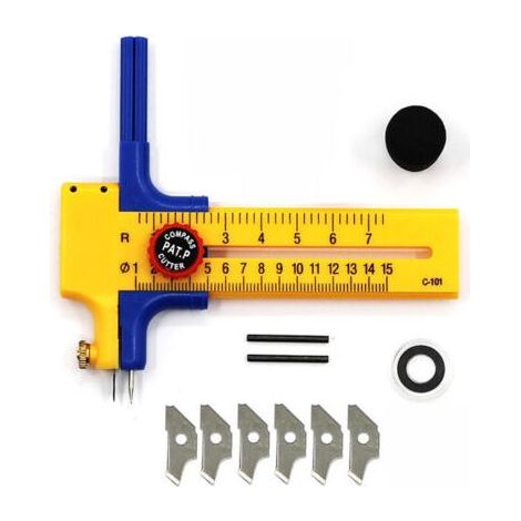 Pair Compas Circle Cutter, Coupe Circulaire Papier, Compas-Cutter, Cutter Circulaire Outil de Dessin Circulaire de Haute Précision, Compas de découpe 10-15 cm (1/4)