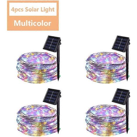 Guirlande lumineuse solaire LED étanche pour jardin fête et arbre - Fédération de Russie - Lot de 4 multicolores (1/5)