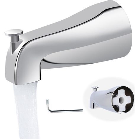 Le bec de baignoire universel à enfiler avec inverseur pour salle de bain - Robinet de baignoire de 5" avec inverseur, facile à installer, s'adapte aux tuyaux en cuivre de 5/8"-Chrom (1/5)