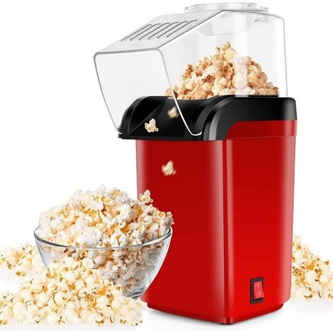 Machine à pop-corn à air chaud Machine à pop-corn électrique sans huile (avec doseur et couvercle) (rouge) (1/5)