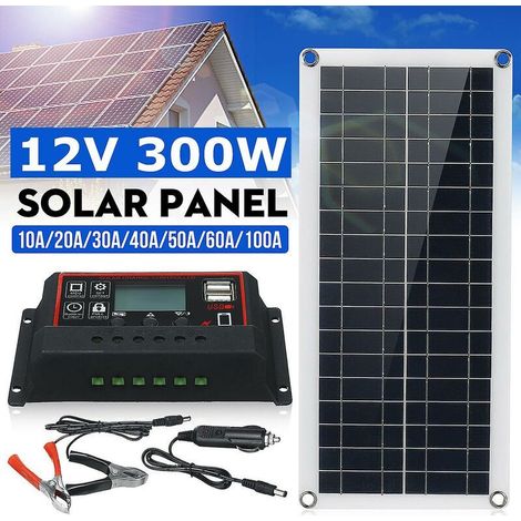 royaluxe -Kit de panneau solaire 300w charg de batterie 12v contrôl 40-100a caravane bateau voiture (1/5)