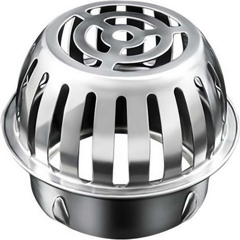 Grille d'évacuation ronde extérieure pour atrium, couvercle de dôme d'évacuation de toit en acier inoxydable, crépine anti-obstruction (75 mm) (1/5)