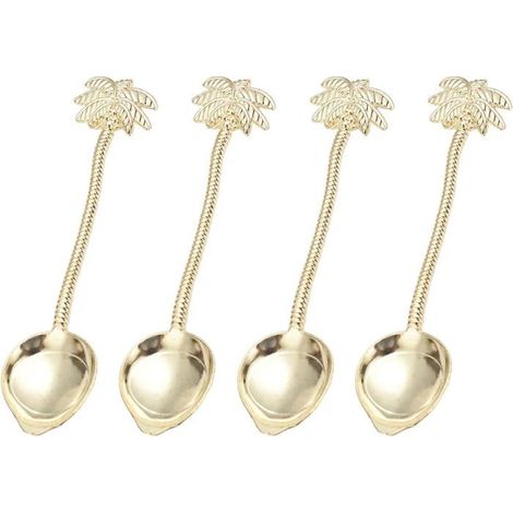 Lot de 4 cuillères à café vintage en métal, ustensiles à dessert pour glace, goûters et fêtes. (1/5)