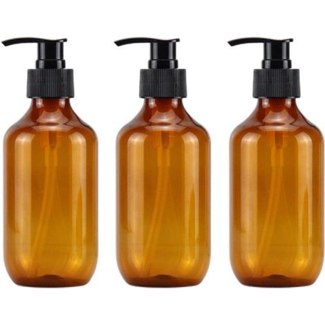 Lot de 3 distributeurs de savon – 500 ml – Flacons vides pour cuisine, salle de bain et douche – Marron (1/5)