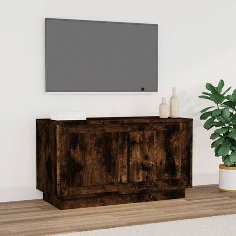 Meuble TV, Banc TV, Support pour Téléviseur, Meuble de Salon Chêne fumé 80x35x45 cm bois d'ingénierie YHJ62340 (1/5)