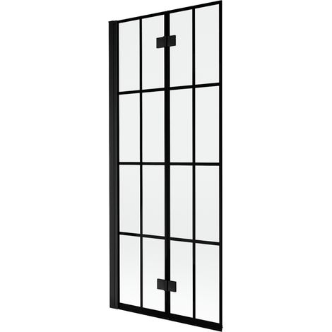 Mexen Mist paroi de baignoire à 2 volets gauche 80 x 150 cm, carreaux noirs, noir - 8A9-080-002-70-77-L (1/5)